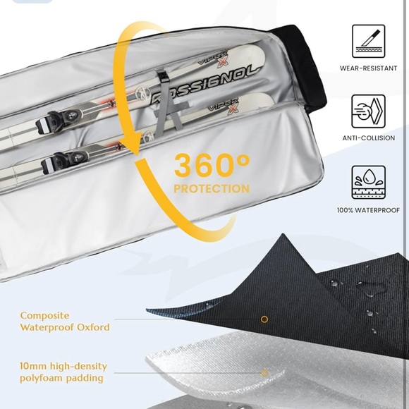 Ski Snowboard Bag Fully Padded for Air Travel 2 pair, Double Snowboard Bag - Picture 2 of 9